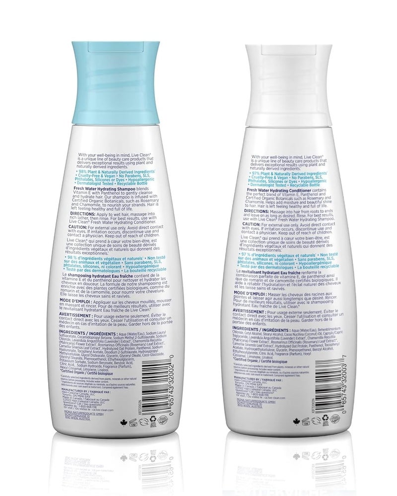 Live Clean Fresh Water Hydrating Shampoo and Conditioner Bundle With Rosemary Leaf Extract, Vitamin E and Lavender Extract, 12 fl. oz. Each - Image 2