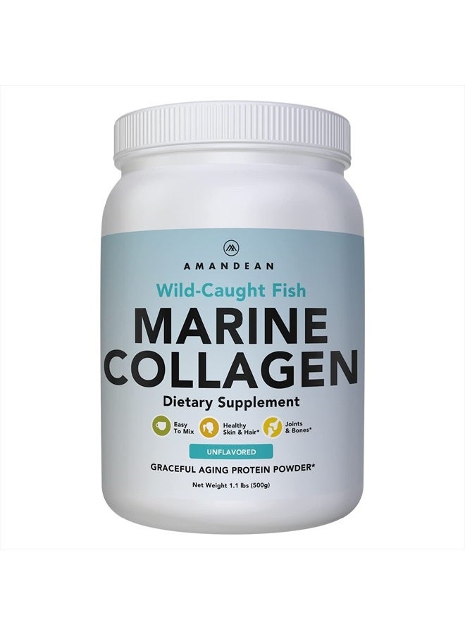 AMANDEAN Marine Collagen Peptides Powder. 500g Wild-Caught Hydrolyzed Fish Collagen for Women & Men. Type 1 & 3 Collagen Protein Supplement. Amino Acids for Skin, Hair, Nails & Graceful Aging. - Image 1