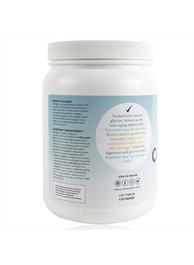 AMANDEAN Marine Collagen Peptides Powder. 500g Wild-Caught Hydrolyzed Fish Collagen for Women & Men. Type 1 & 3 Collagen Protein Supplement. Amino Acids for Skin, Hair, Nails & Graceful Aging. - Image 3