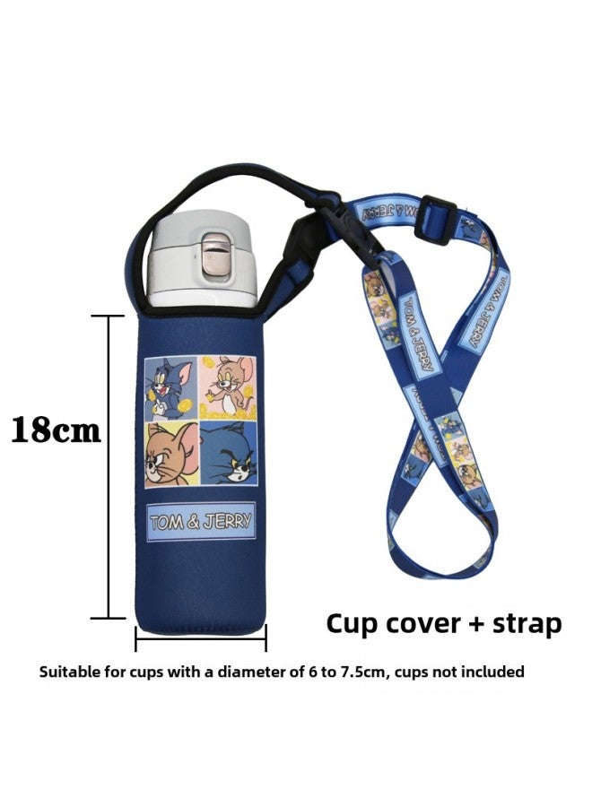 Universal Crossbody Strap Glass Cup Water Bottle Protective Sleeve Insulated Cover Anti-scalding Anti-fall Heat Insulation Bag-Color:Medium Cat And Mouse ]-Capacity:501-600ml - Image 1