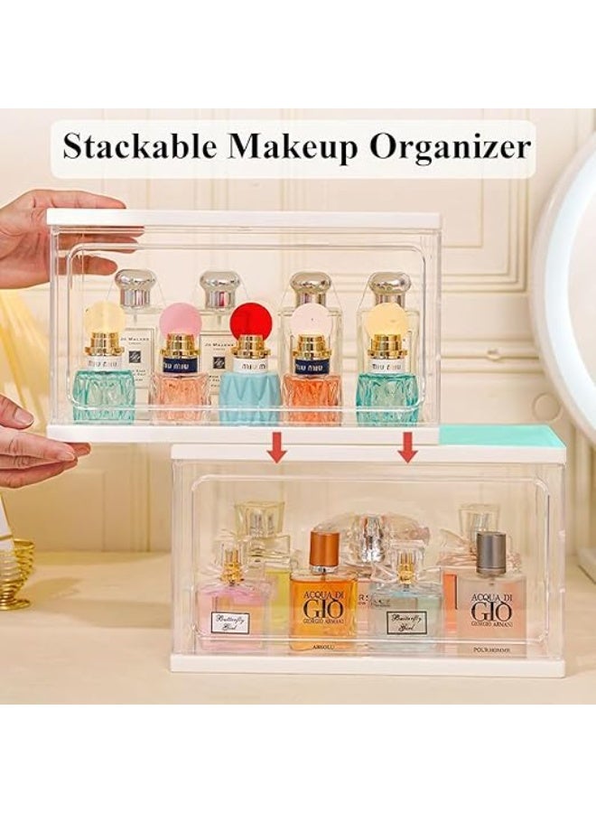 DUNISO 2 Pcs Cosmetic Storage Box，Clear Perfume Display Stand，Stackable Acrylic Makeup Storage Organizer with Detachable Stands，Waterproof and Dustproof，for Vanity Bathroom Countertop - Image 4