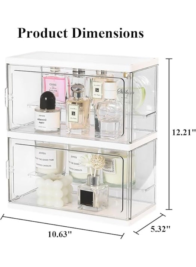 DUNISO 2 Pcs Cosmetic Storage Box，Clear Perfume Display Stand，Stackable Acrylic Makeup Storage Organizer with Detachable Stands，Waterproof and Dustproof，for Vanity Bathroom Countertop - Image 3