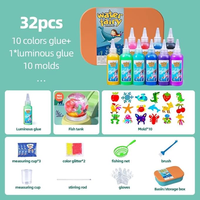 32PCS AQUA FAIRY SET- MAGIC WATER ELF, KID‘S TOYS, WATER SPIRIT BABY PUZZLE, MAGIC DIY GEL ART CRAFT HANDMADE TOY, WATER PAINTING KIT, CREATIVE ACTIVITIES FOR GIRLS AND BOYS AGE 3+ - Image 2