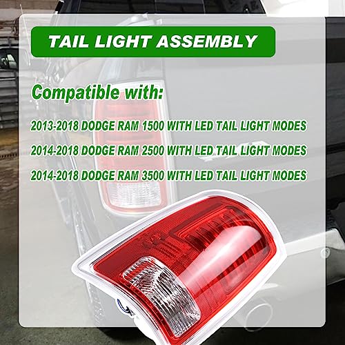 Lochnchn LED Tail Light Assembly Compatible with 2013-2018 Dodge Ram 1500,2014-2018 Ram 2500 3500 Left Driver Side Taillights Rear Outer Tail Lamp Replace CH2800202 68093079AB - Image 2