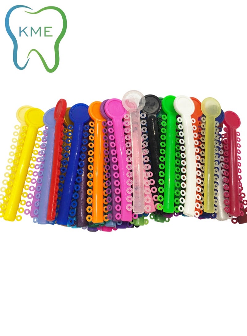 KME 40 Pcs Orthodontic Ligature Ties Multi Color Orthodontic Elastomeric O Rings Braces Rubber Bands - Image 1
