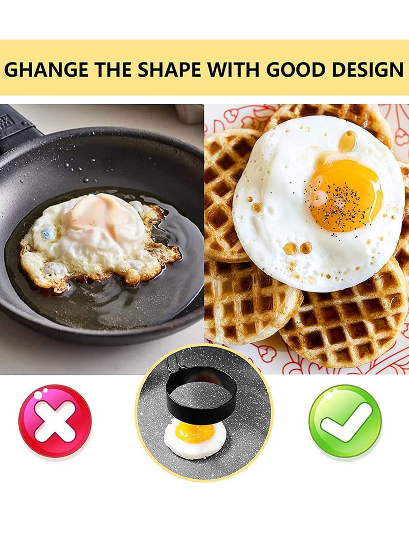 2 Pack Stainless Steel Egg Cooking Rings Set Round Omelette Mold for Frying Egg English Muffins Pancake Sandwiches Breakfast Household Mold Muffins Pancake Sandwich Hamburger  - Image 3