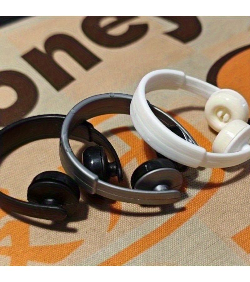 3pc Dollhouse Miniature Headphone Model Adjustable Headband Decor No Electricity Needed Photography Scene Props Micro Landscape Festival Halloween Christmas Craft Collectibles - Image 3