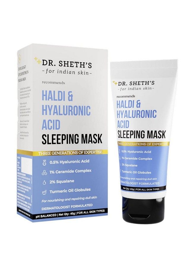 Dr. Sheth's قناع النوم الكريمي بالهالدي وحمض الهيالورونيك مع السيراميد وفيتامين إي لتوحيد لون البشرة وعلاج حب الشباب والبهتان وترطيب البشرة، عبوة من قطعة واحدة - Image 1