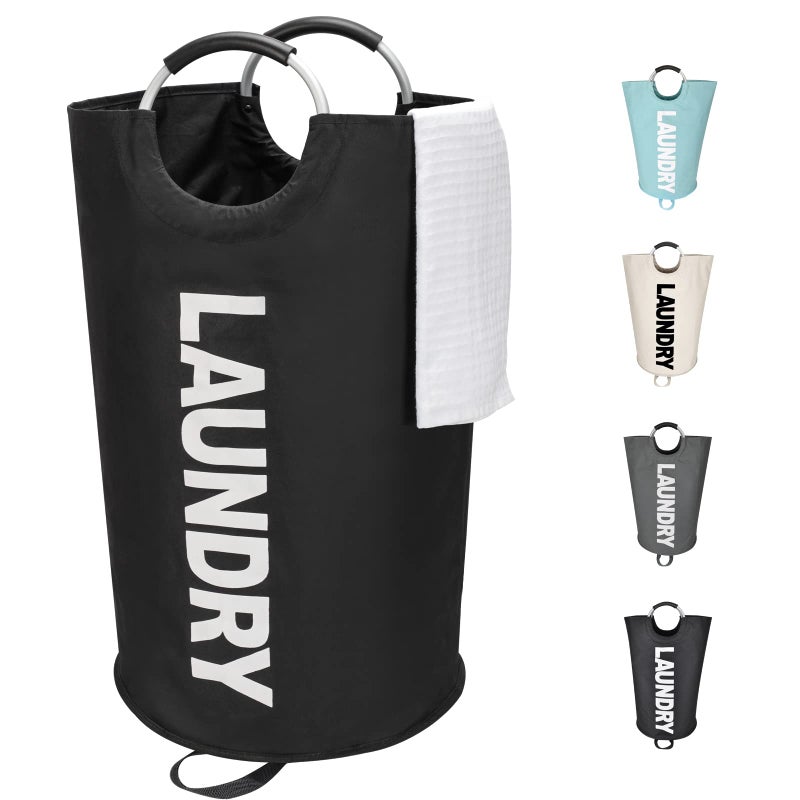 Maxsilan 90L Large Laundry Basket, Freestanding Tall Clothes Hamper, Collapsible Laundry Bag, Black - Image 1