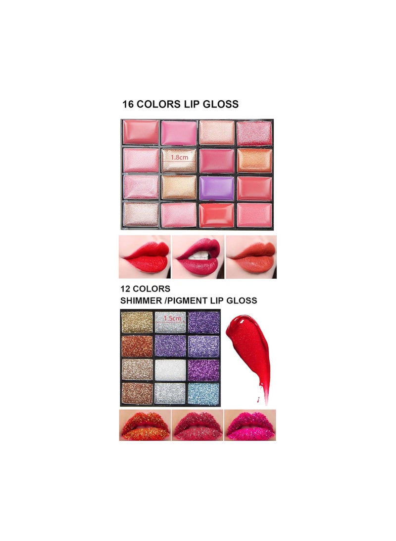بيوتي بلس Pro 74 Colors All in one Makeup Gift Set including 36 Eyeshadow palette, 16 Lip Gloss, 12 Glitter Cream, 4 Concealer, 3 Blusher, 1 Bronzer, 2 Highlight and Contour - Make Up Contouring Kit - Image 4