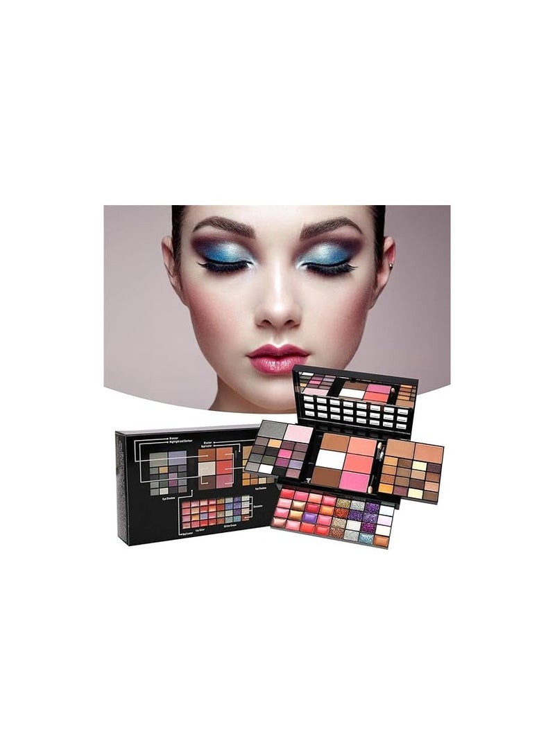 بيوتي بلس Pro 74 Colors All in one Makeup Gift Set including 36 Eyeshadow palette, 16 Lip Gloss, 12 Glitter Cream, 4 Concealer, 3 Blusher, 1 Bronzer, 2 Highlight and Contour - Make Up Contouring Kit - Image 3