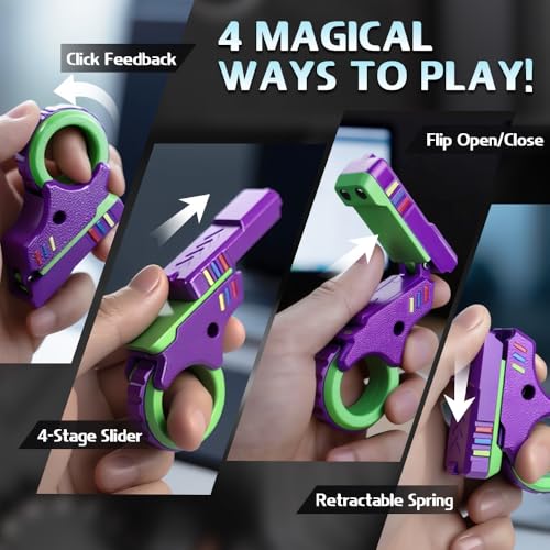 Dilabnba Valentines Day Gifts for Him 3D Fidget Slider Toy Adults Teen 5 in1 Fun Fingertip Fidget Ring Hand Roller Fidgets Spinner Pistol Toy for Focus Stress Relief Gift for Teen Men 2 PCSPlastic - Image 5