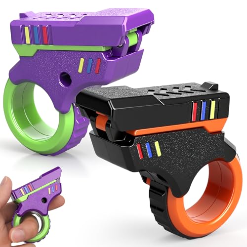 Dilabnba Valentines Day Gifts for Him 3D Fidget Slider Toy Adults Teen 5 in1 Fun Fingertip Fidget Ring Hand Roller Fidgets Spinner Pistol Toy for Focus Stress Relief Gift for Teen Men 2 PCSPlastic - Image 1