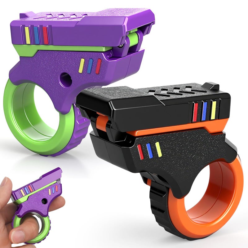 Dilabnba Valentines Day Gifts for Him 3D Fidget Slider Toy Adults Teen 5 in1 Fun Fingertip Fidget Ring Hand Roller Fidgets Spinner Pistol Toy for Focus Stress Relief Gift for Teen Men 2 PCSPlastic - Image 3