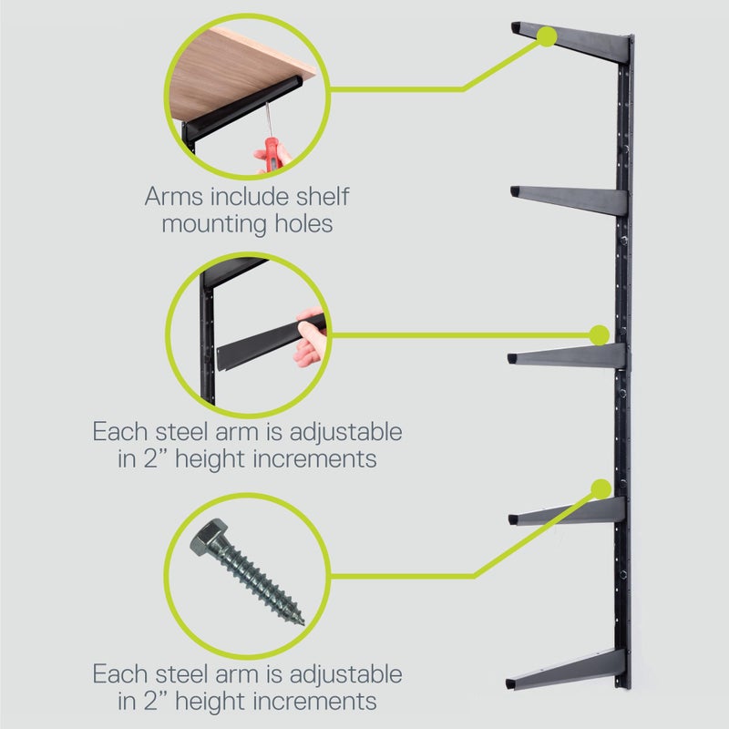 Delta Minimalistic Black Shelf Brackets Cycle, Set of 10 Fully Adjustable 12-inch Heavy Duty Shelf Brackets, Holds Up to 480 lbs, Modern Shelf Bracket for Wood Shelves - Image 4