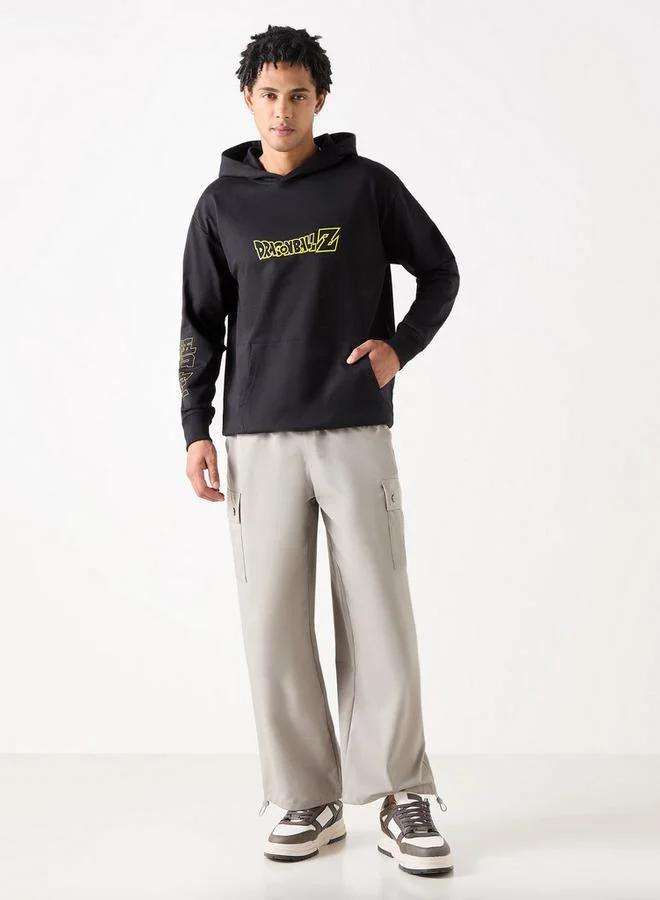 SP Characters Dragonball Z Print Oversized Hoodie with Long Sleeves