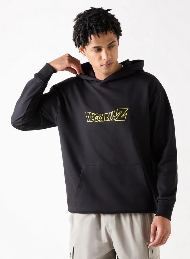 Dragonball Z Print Oversized Hoodie with Long Sleeves