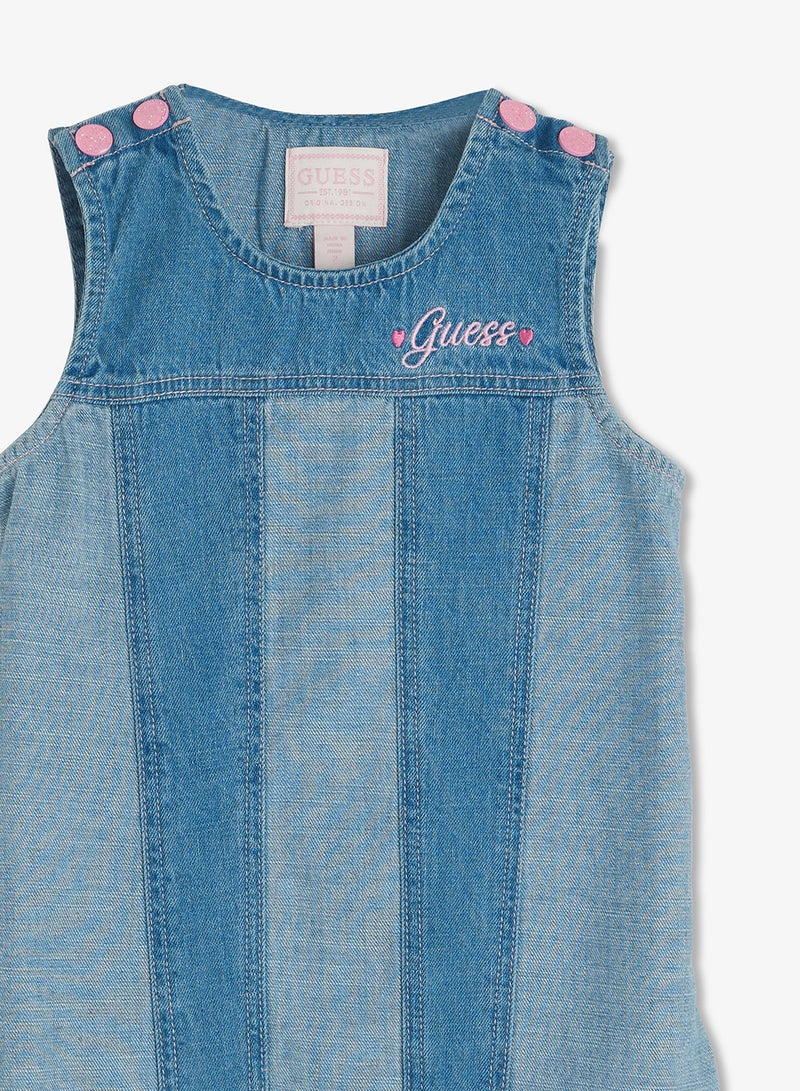 GUESS Kids Denim Sleeveless Mini Dress - Image 3