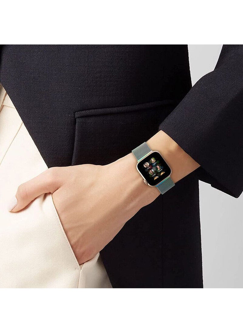 YOMNA Stainless Steel Mesh Band Strap Loop for Apple Watch Series Rose Gold Strap and Black Strap  - Image 2