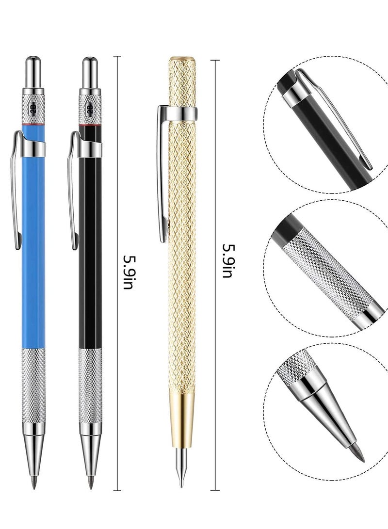 قلم رصاص للنجارة مع قلب قلم تحديد وأداة تحديد من الكربيد، 3 قطع مع 10 عبوات، أقلام رسم للنجارين للسيراميك، فولاذ مقسّى - Image 5
