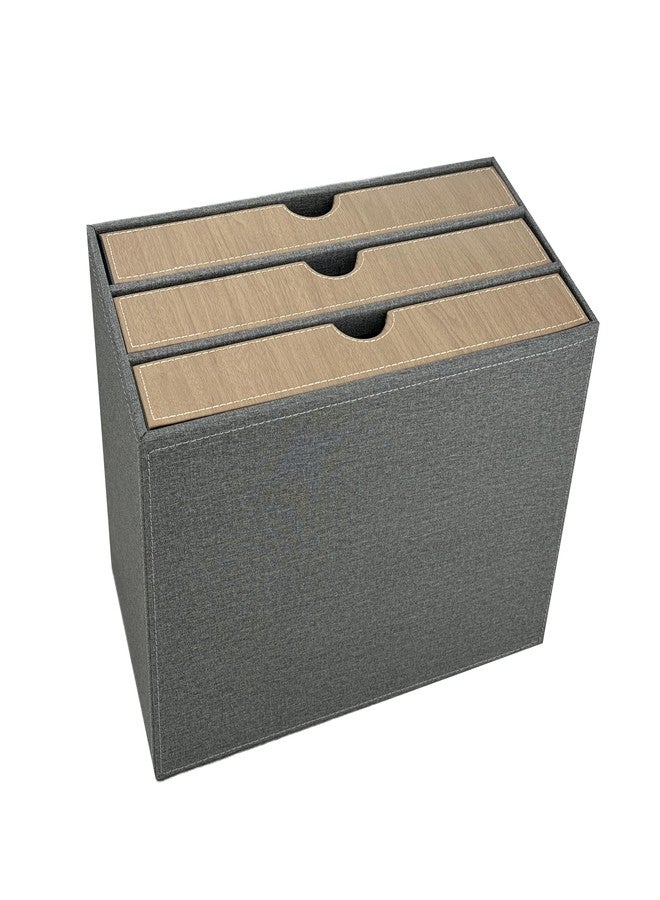 Arniche 3-Drawer Leather Desk Organizer with A4 File Holder-Stackable Modular Storage Box for Office Supplies,Files,Bills & Jewelry-Space-Saving Design for Home Office,Desk & Workspace(Grey Cloth) - Image 5
