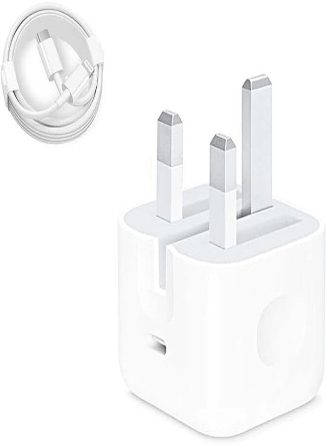 LINJIE - LinJie iPhone Charger For Apple 20W USB-C Power Adapter + iPhone USB-C Charger Cable, Original Quality for iPhone 13/12 / 11 / XS Pro MAX, iPad Pro/Air/Mini (Charger + Lightening Cable), Lightning - Image 1