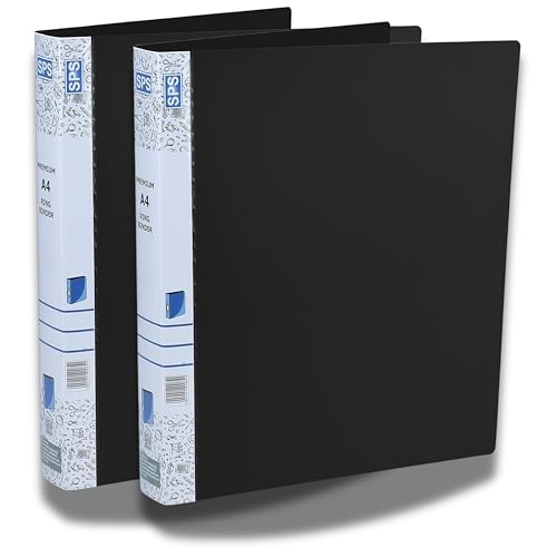 SPS A4 Size 2D Ring Binder File, Office File for Certificates and Documents | for Office and School Documentation, Black - Pack of 2 - Image 1