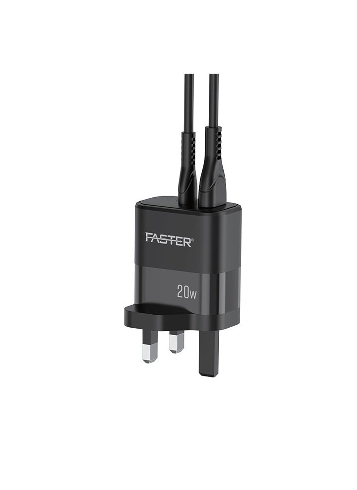 Faster - 20W QC 3.0 Dual Port Fast Charger - Compact Wall Adapter for iPhone and Android, Laptop, Macbook - 20 Watt PD Charger Block for Mobile Phone, Portable and Fast Charging with 1 USB-C and 1 USB-A Ports - Image 1