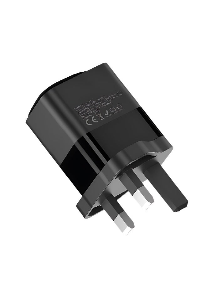 Faster - 20W QC 3.0 Dual Port Fast Charger - Compact Wall Adapter for iPhone and Android, Laptop, Macbook - 20 Watt PD Charger Block for Mobile Phone, Portable and Fast Charging with 1 USB-C and 1 USB-A Ports - Image 1