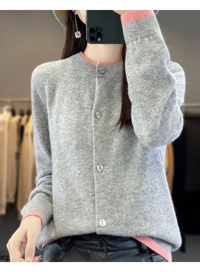 XINYANG Contrast Color False Two-Piece Knitted Cardigan Women, 2025 Early Autumn Soft Sweater Coat Single-Breasted Top - Image 1