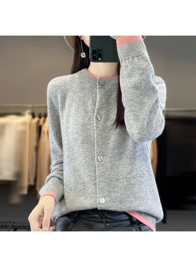 XINYANG Contrast Color False Two-Piece Knitted Cardigan Women, 2025 Early Autumn Soft Sweater Coat Single-Breasted Top - Image 2