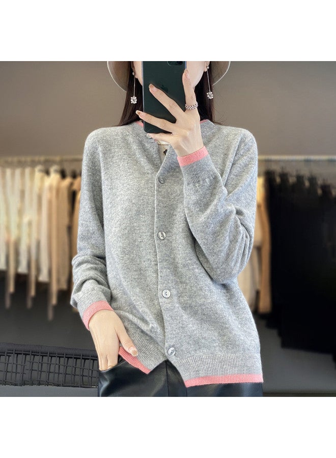 XINYANG Contrast Color False Two-Piece Knitted Cardigan Women, 2025 Early Autumn Soft Sweater Coat Single-Breasted Top - Image 3