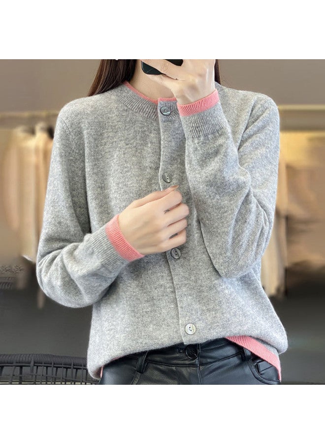 XINYANG Contrast Color False Two-Piece Knitted Cardigan Women, 2025 Early Autumn Soft Sweater Coat Single-Breasted Top - Image 4