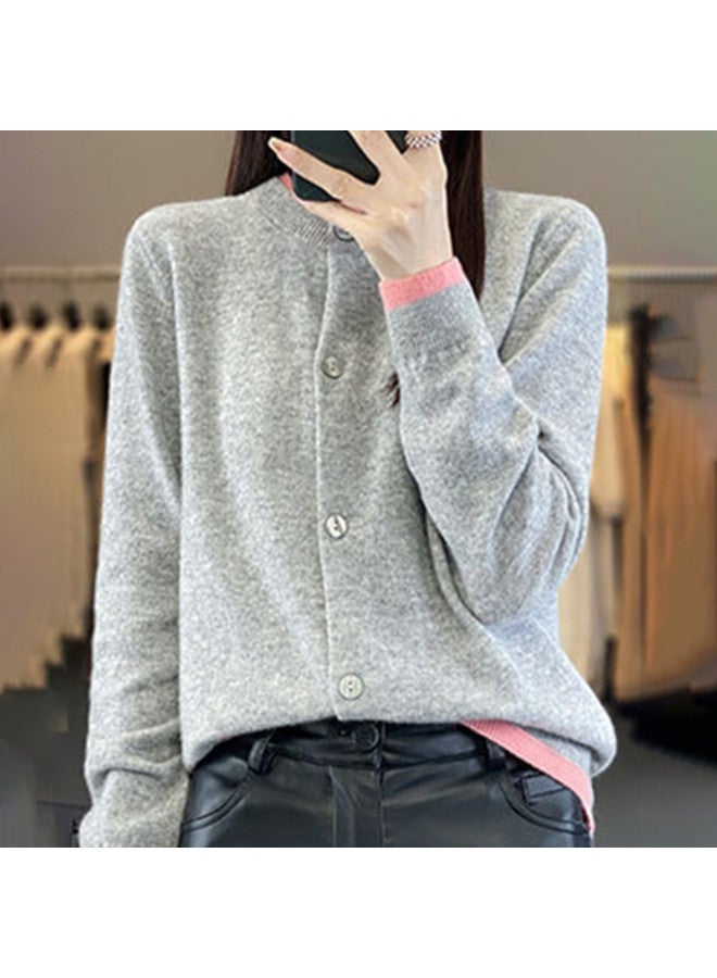 XINYANG Contrast Color False Two-Piece Knitted Cardigan Women, 2025 Early Autumn Soft Sweater Coat Single-Breasted Top - Image 5
