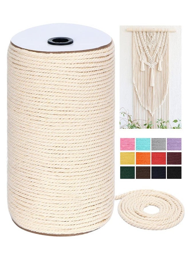 HOMEBOBO Macrame Cord 4mm x 328Yards(984Feet),Natural Cotton Macrame Rope - 3 Strands Twisted Macrame Cotton Cord for Wall Hanging, Plant Hangers, Crafts, Gift Wrapping and Wedding Decorations - Image 1
