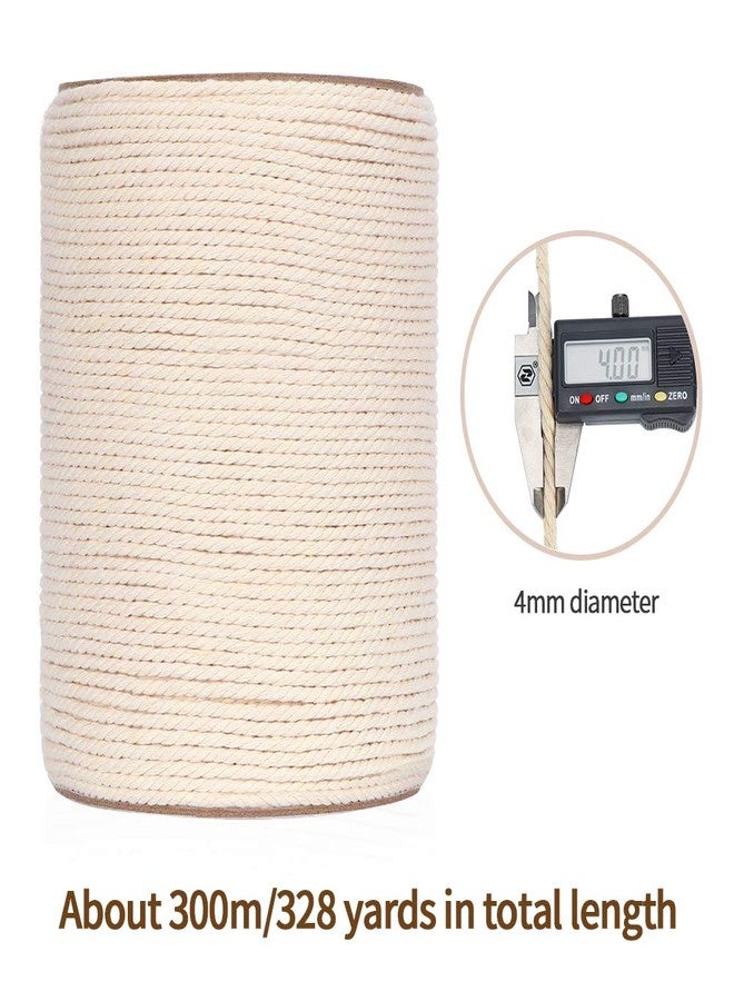 HOMEBOBO Macrame Cord 4mm x 328Yards(984Feet),Natural Cotton Macrame Rope - 3 Strands Twisted Macrame Cotton Cord for Wall Hanging, Plant Hangers, Crafts, Gift Wrapping and Wedding Decorations - Image 3