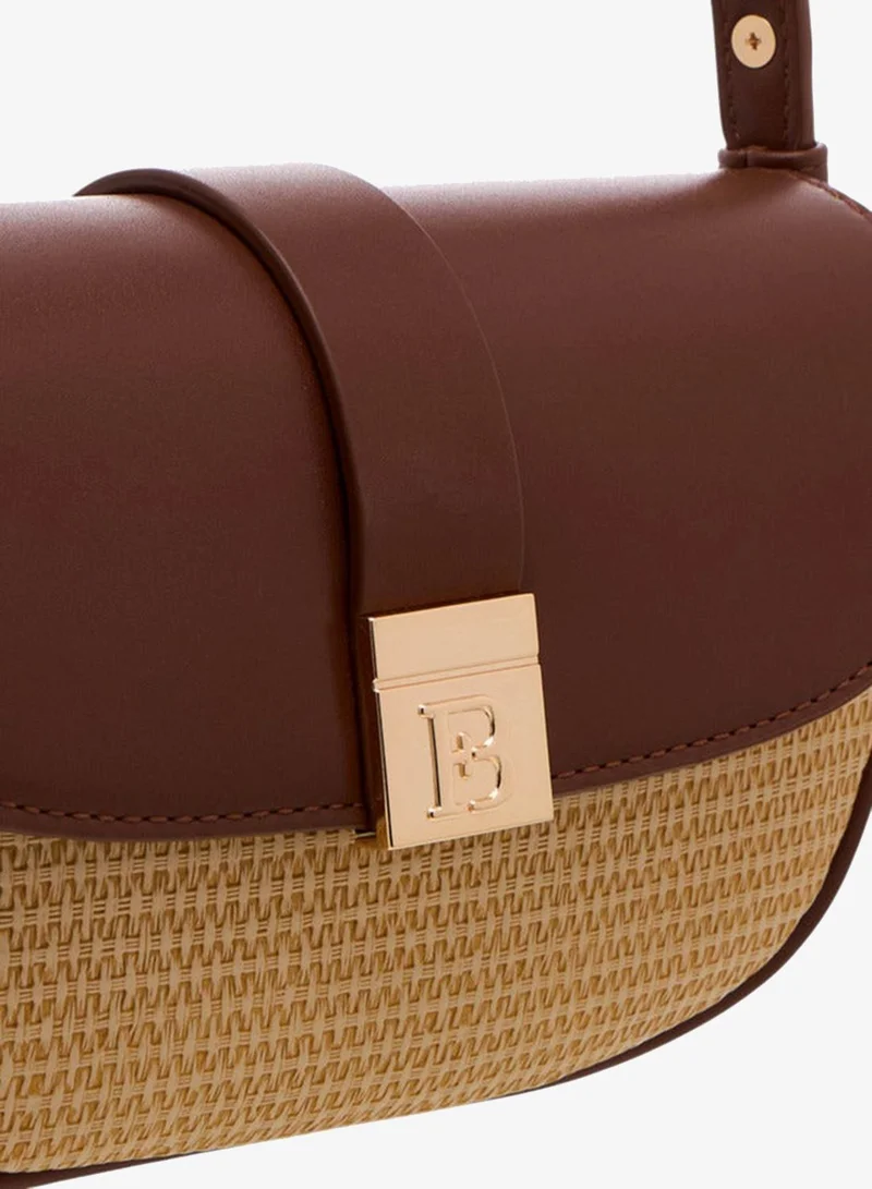 Flora Bella By Shoexpress Textured Crossbody Bag with Adjustable Strap and Button Closure