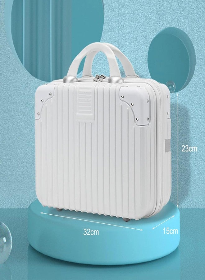 YAGZON 14 Inch Hard Shell Makeup Case, Portable Mini Makeup Suitcase for Hand Luggage with Elastic Band, Pressure-Proof Makeup Carrying Case, Lightweight Small Hard Shell Cosmetic Travel Case (White) - Image 2