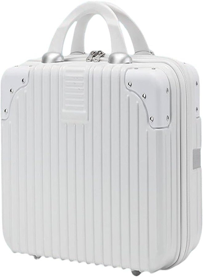 YAGZON 14 Inch Hard Shell Makeup Case, Portable Mini Makeup Suitcase for Hand Luggage with Elastic Band, Pressure-Proof Makeup Carrying Case, Lightweight Small Hard Shell Cosmetic Travel Case (White) - Image 1
