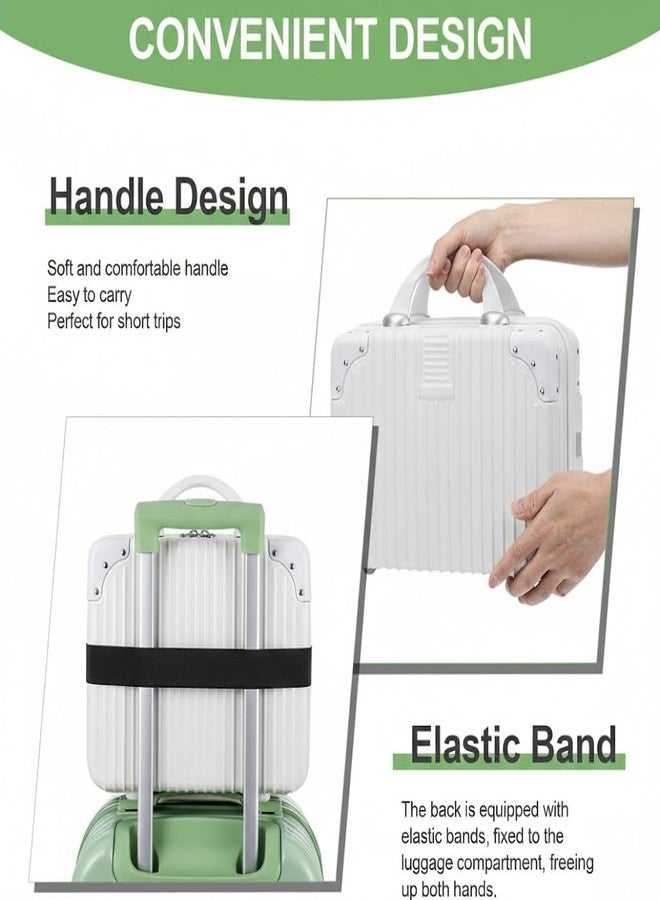 YAGZON 14 Inch Hard Shell Makeup Case, Portable Mini Makeup Suitcase for Hand Luggage with Elastic Band, Pressure-Proof Makeup Carrying Case, Lightweight Small Hard Shell Cosmetic Travel Case (White) - Image 4