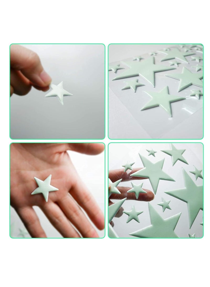 Excefore Glow in The Dark Stars Wall Stickers for Ceiling, 462 Pcs 3D Glowing Removable Self-Adhesive Wall Decals with Moon, Rocket and Planets for Girls Boys Kids DIY Bedding Room Bedroom Décor - Image 2