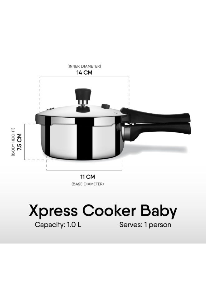 Stahl Xpress Triply 1 L Pressure Cooker Baby, Induction Cooker, Outer Lid Pressure Cooker, Induction & Gas Stove Compatible, 5 Years Warranty - Image 2