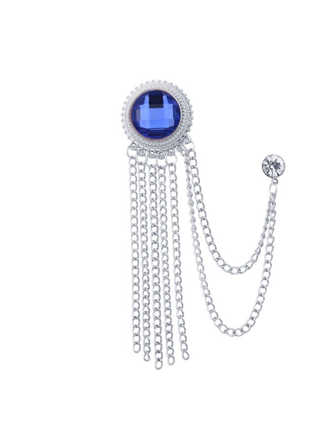 Versatile Temperament Personality Gemstone Tassel Chain Suit Brooch