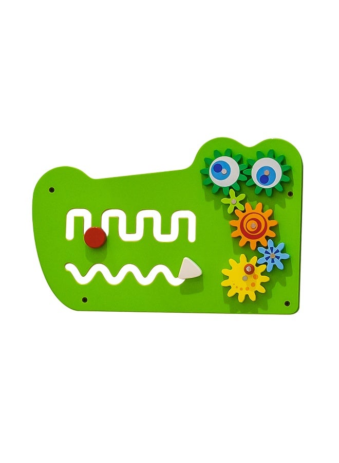Viga Large Crocodile Activity Panel, 5-in-1 Montessori Wooden Wall Toy, Sensory Learning Board for Brain & Motor Skill Development, Eco-Friendly Educational Toy, for Boys & Girls 18M+ - Image 2
