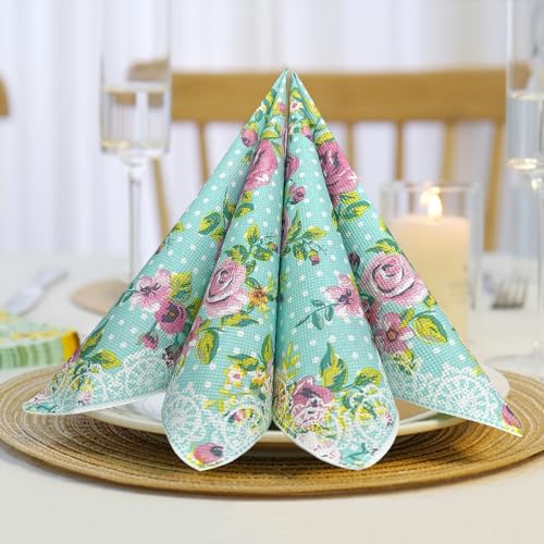 WEI LONG 40 Count Paper Napkins,Designed Butterfly Prints Cocktail Napkins,Serviettes Napkins for Wedding,Dinner and Party,Paper Luncheon Napkins 2-Ply,6.5x6.5 Inch,(Flower/11) - Image 3
