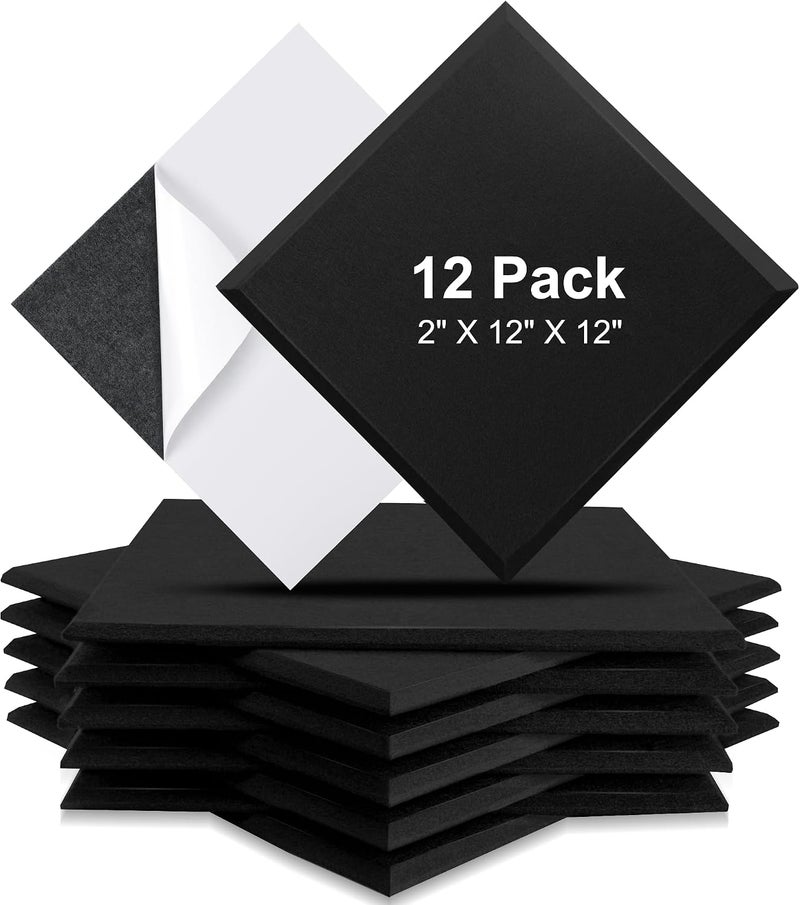 Fstop Labs Acoustic Foam Panels, 0.4" X 12" X 12", Sound Absorbing & Insulation, Beveled Edge Tiles - Image 1
