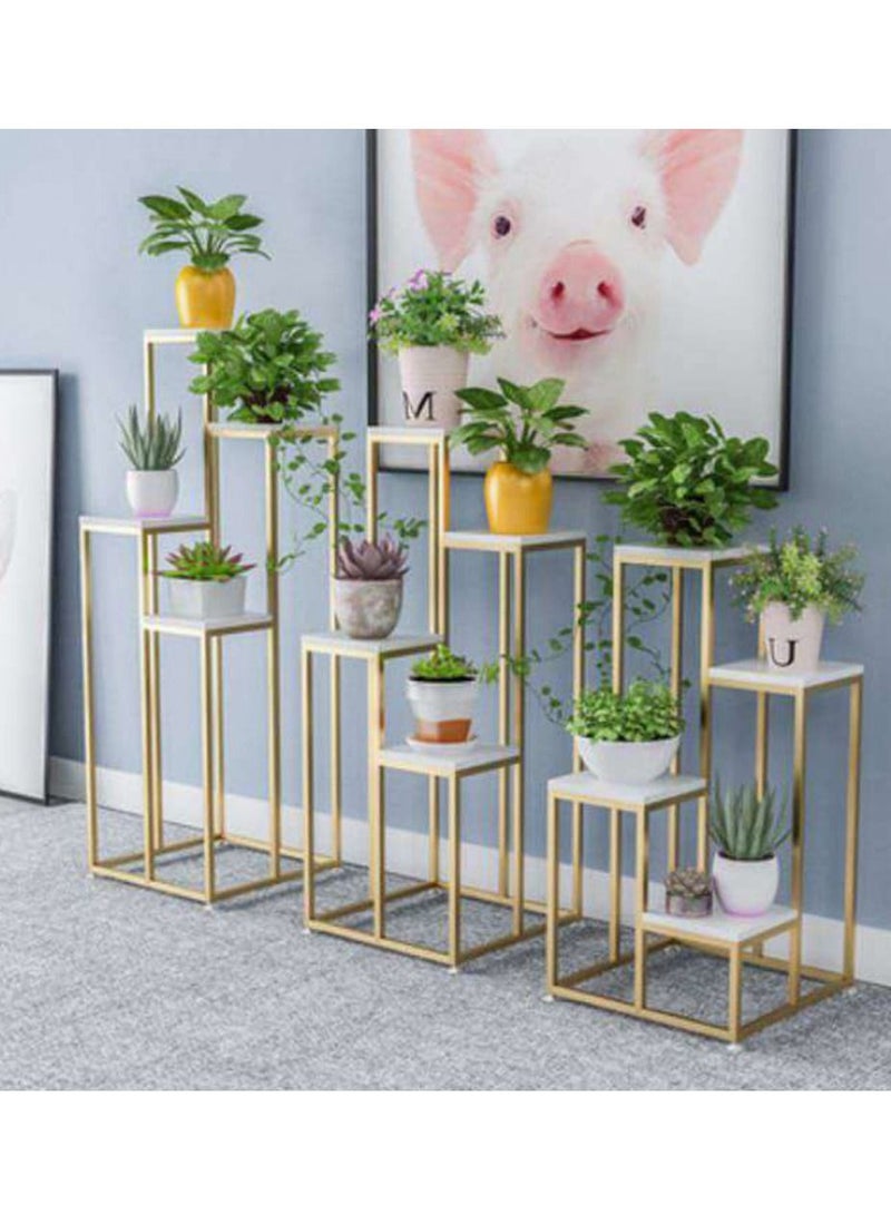 LINGWEI Flower Shelf Metal Plant Stand Marble Flower Herbs Holder Plant Pot Holder - Image 4