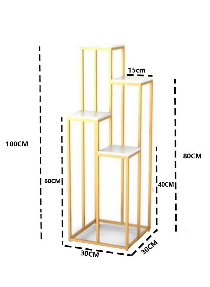 LINGWEI Flower Shelf Metal Plant Stand Marble Flower Herbs Holder Plant Pot Holder - Image 2