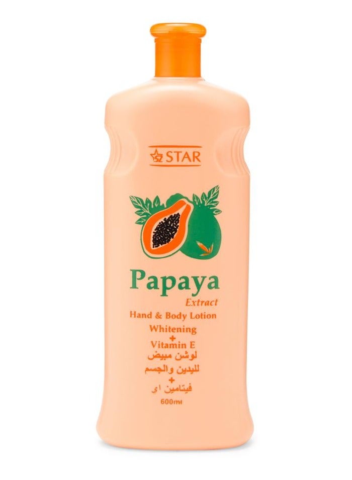 سز ستار لوشن البابايا المغذي الأصلي – (600 مل × 3) – ترطيب عميق وتفتيح للبشرة – يحتوي على فيتامين E – يهدئ البشرة الجافة ويعيد النعومة والإشراقة – مرطب لليدين والوجه والقدمين والجسم - Image 3