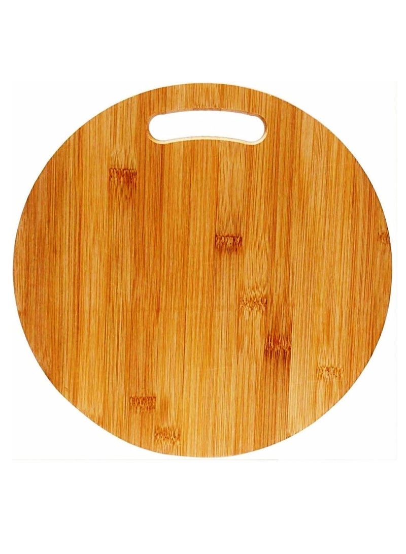 ECVV Round Bamboo Cutting Board, Chopping Board Kitchen, Home and Everyday use, Natural Bamboo | 34 x 34 cm | - Image 2